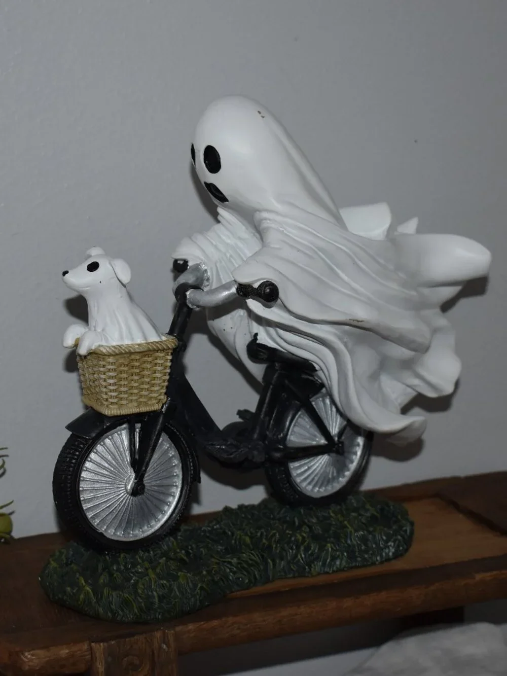 Whimsical Sheet Ghost Riding Bike Dog Fall Halloween Decor